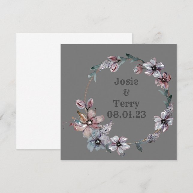 Invitación Flores de Boda Corona Floral Vector Gracias (Anverso / Reverso)