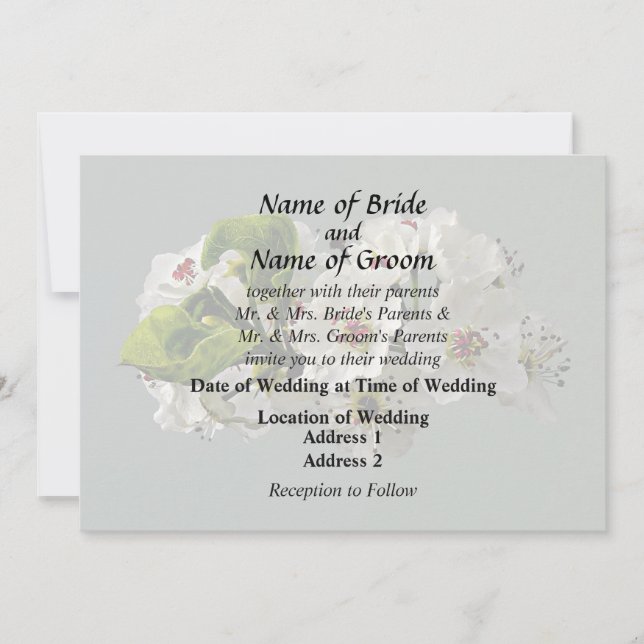 Invitación Flores de Boda de flores de peras blancas (Anverso)