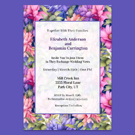 Invitación Flores de boda del jardín rosa precioso púrpura