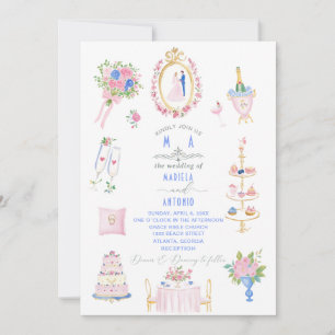 Invitación Flores de boda elegantes vintage barrocas acuarela