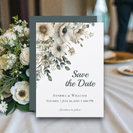 Invitación Flores de boda en acuarela Save the Date