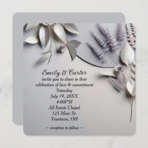 Invitación Flores De Boda En Plata