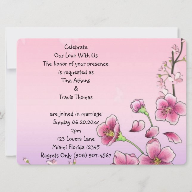 Invitación Flores de Bodas Caprichosas Flores de Ensueño (Anverso)