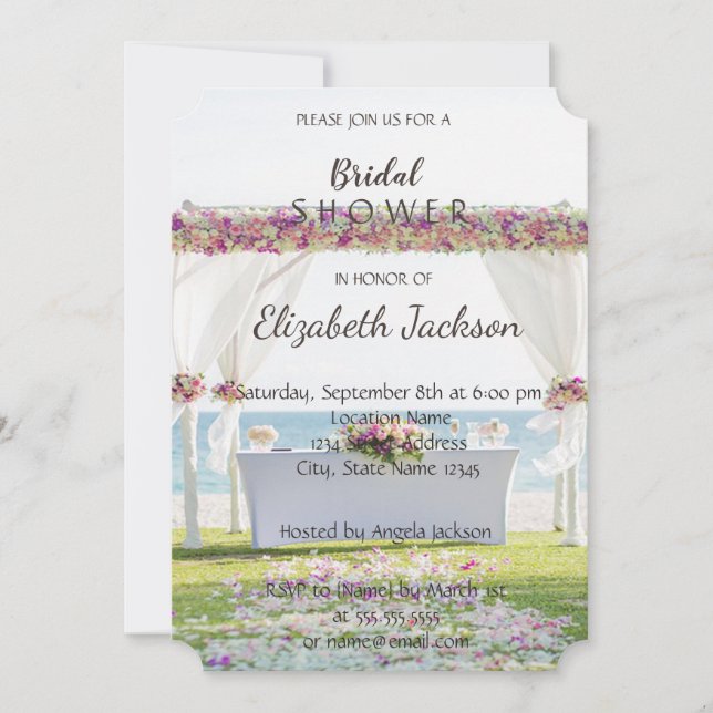 Invitación Flores de bodas de playa ducha de novia (Anverso)
