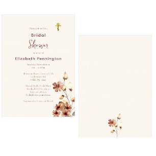 Invitación Flores de Boho color vino Ducha ortodoxa de novia