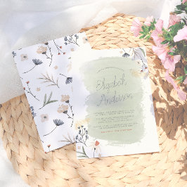 Invitación Flores de Boho modernas y ducha de novia con nombr
