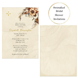 Invitación Flores de Boho Pampas Ducha de novias ortodoxas de