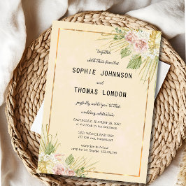 Invitación Flores de boho secas boda acuarela
