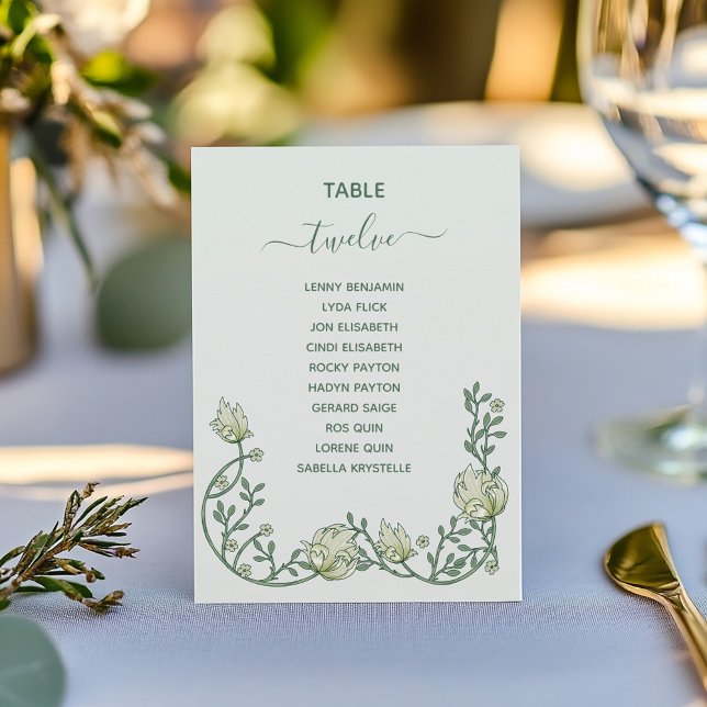 Invitación Flores de bonito Art Deco Tabla Número de asientos (Art deco flowers botanical wedding reception Table Number Seating Chart)