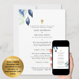 Invitación Flores de bonito Boda de Masa Nupcial católico