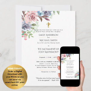 Invitación Flores de bonito Boda de Masa Nupcial católico