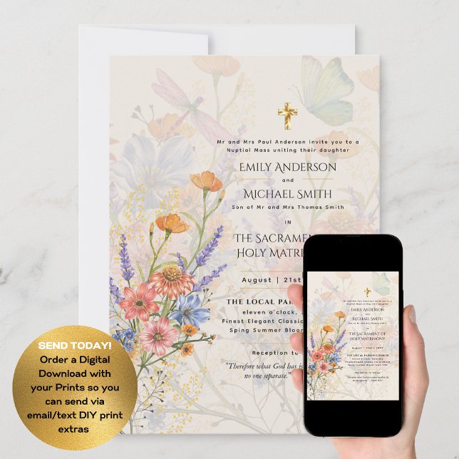 Invitación Flores de bonito Boda de Masa Nupcial católico (Subido por el creador)