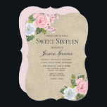 Invitación Flores de Bonito de Rubor y oro dulces 16 invitado<br><div class="desc">Rubor & Gold Bonitos Flores dulces 16 Invitar Ver colección coincidente en Nicho y nido Store</div>