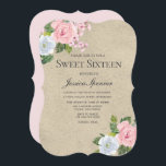 Invitación Flores de Bonito de Rubor y oro dulces 16 invitado<br><div class="desc">Rubor & Gold Bonitos Flores dulces 16 Invitar Ver colección coincidente en Nicho y nido Store</div>