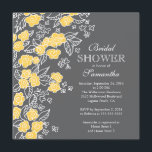 Invitación Flores de bonito Moderna Ducha Gris y Amarilla<br><div class="desc">Moderna invitación a la ducha de flores con bonito y flores amarillas delgadas en una moda y elegante fondo gris carbón. Invierta nuestra fantástica y divertida ducha de bodas para encontrar una coincidencia para un toque especial. Perfecto para una ducha de novias de primavera floral, ducha de novias de verano,...</div>