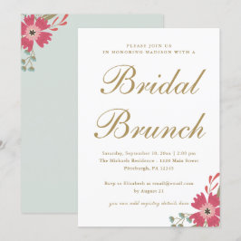Invitación Flores de bonito y brunch marrón verde
