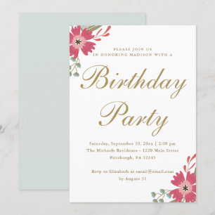 Invitación Flores de bonito y fiesta de cumpleaños verde de l