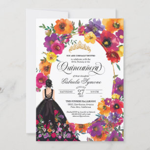 Invitación Flores de bordado acuarela Floral Quinceañera