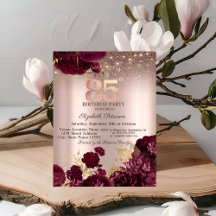 Flores de Borgoña Brillo Rosa Dorado Cumpleaños 85