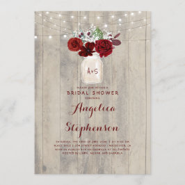 Invitación Flores de Borgoña Ducha de Novias Rústicas Mason J