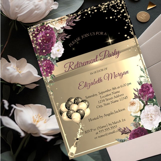 Invitación Flores de Borgoña, Fiesta de Jubilación de Balones (Subido por el creador)
