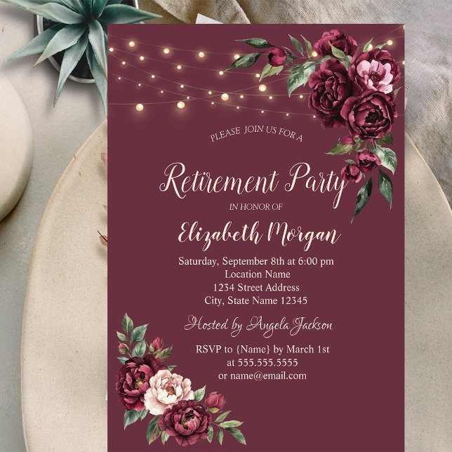 Invitación Flores de Borgoña iluminan retiro de Borgoña (Subido por el creador)