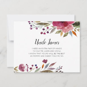 Invitación Flores De Borgoña Serás Mi Propuesta De Padrino