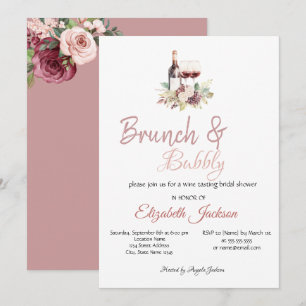 Invitación Flores de Borgoña Vinos Vinos Ducha Bridal