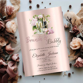 Invitación Flores de brunch y burbuja Pearls Bridal Shower