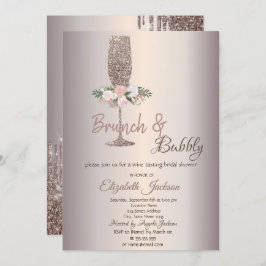 Invitación Flores de brunch y burbuja Subió ducha de novias d