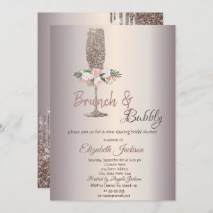 Invitación Flores de brunch y burbuja Subió ducha de novias d
