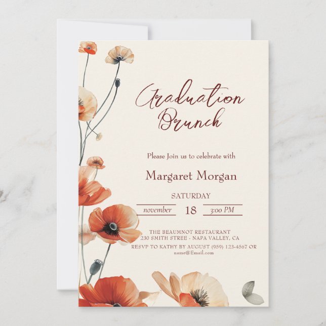 Invitación Flores De Cachorro Brunch Floral Con Novia (Anverso)