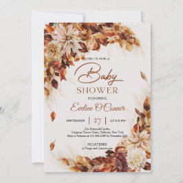 Invitación Flores de caída de terracota hojas de cobre follaj