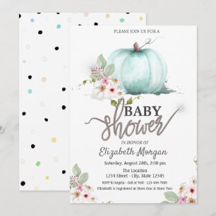 Invitación Flores de calabaza acuarela Baby Shower punteado