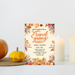 Invitación Flores de calabaza de la cena de Día de Acción de 