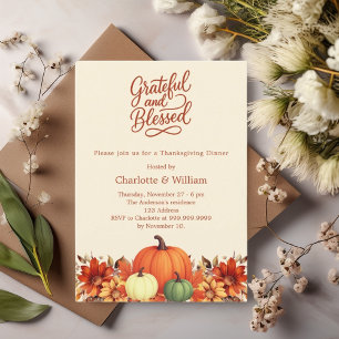 Invitación Flores de calabaza naranja Día de Acción de Gracia