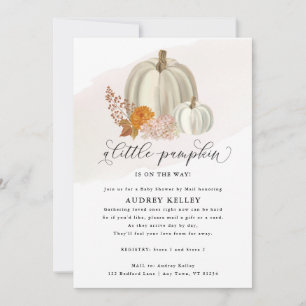Invitación Flores de calabazas blancas, Baby Shower por corre