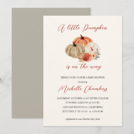Invitación Flores de calabazas otoñales Elegante Baby Shower