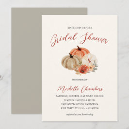 Invitación Flores de calabazas otoñales Elegante Ducha de Nov