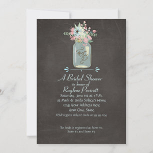 Invitación Flores de caldera Rústica Mason Jar Floral moderna