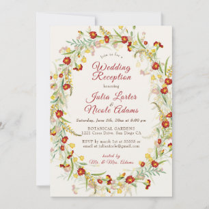 Invitación Flores de caléndula silvestre Follaje Recepción de