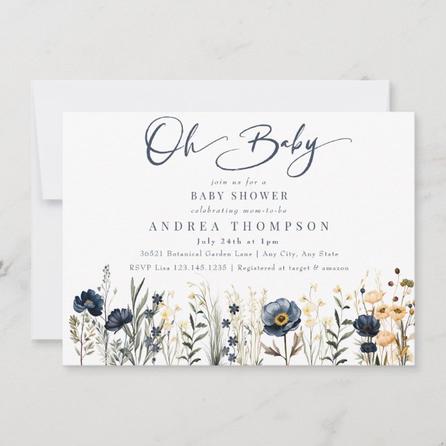 Invitación Flores de campo | Oh Baby Baby Shower (Anverso)