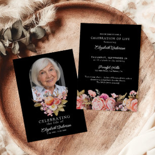 Invitación Flores de celebración de la vida Rosas y Peonías r