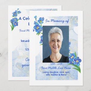 Invitación Flores de celebración del servicio de vida me olvi