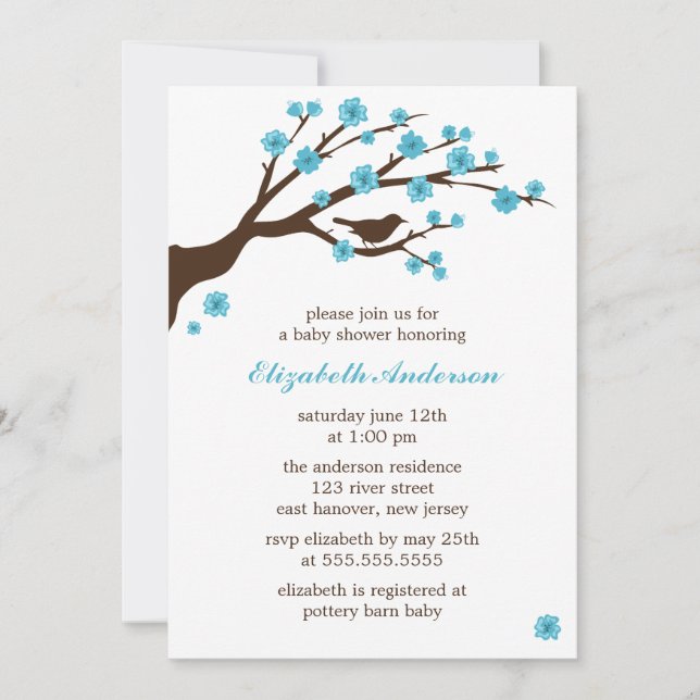 Invitación Flores de cerezo acuático (Anverso)