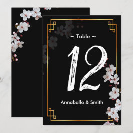 Invitación Flores de cerezo blanco y número de tabla de marco