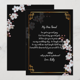 Invitación Flores de cerezo blanco y oro será mi novia