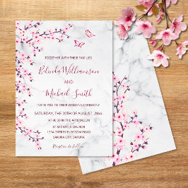 Invitación Flores de cerezo | Boda de mármol floral