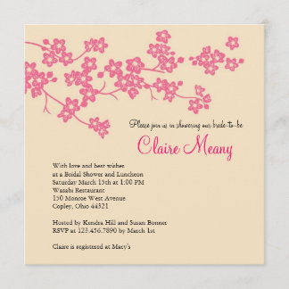 Invitación Flores de cerezo en rosa y marfil