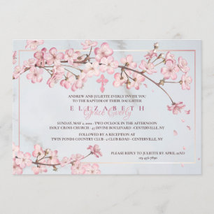 Invitación Flores de cerezo enmarcan religión